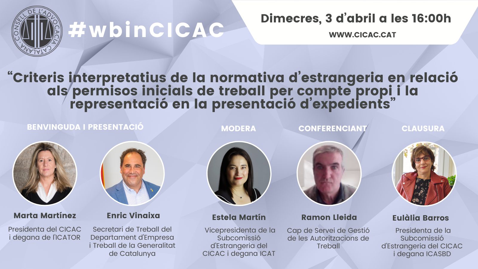 Formació: Els criteris interpretatius de la normativa d’estrangeria en relació als permisos inicials de treball per compte propi i la epresentació en la presentació d’expedients